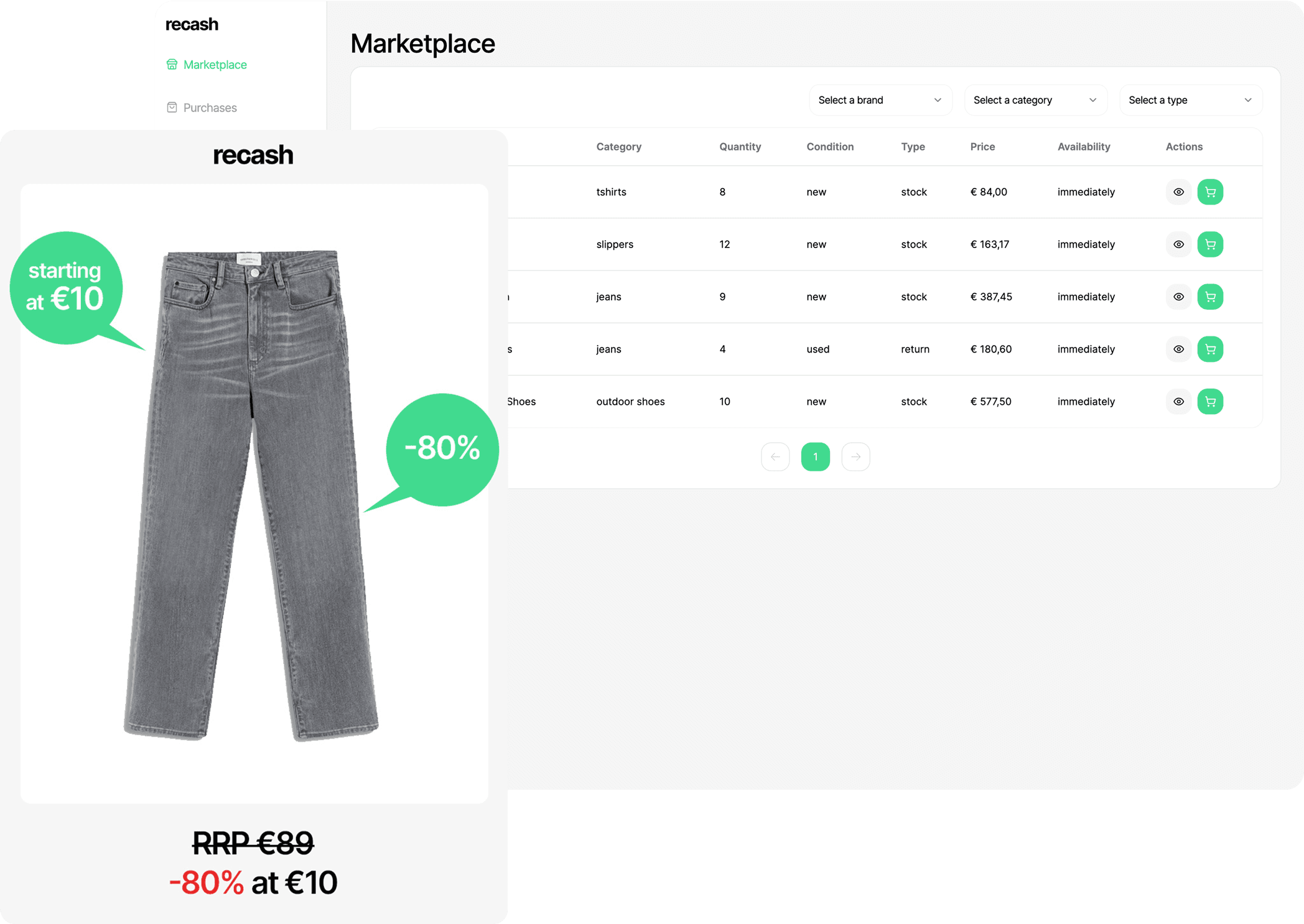 Recash app mockup